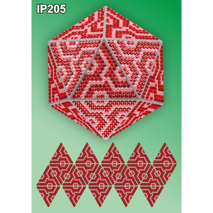 IP205 Новогодний шар Мозаика Красный. Набор алмазной вышивки ТМ Вдохновение - 1