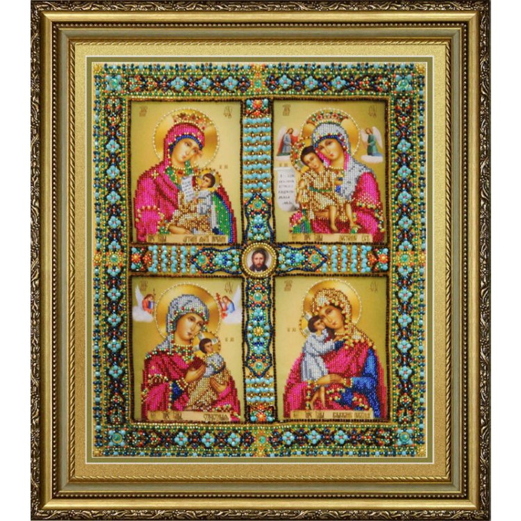Набір для вишивки бісером Чотиричастинна Ікона Пресвятої Богородиці  Р-429 ТМ Картини бісером - 1