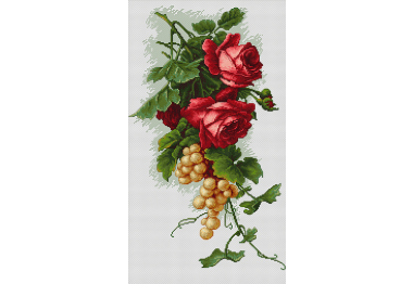  B2229  Красные розы с виноградом. Набор для вышивки крестом