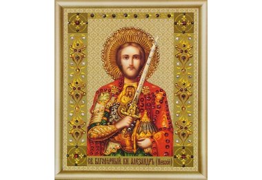 алмазна вишивка КС-107 Ікона святого благовірного князя Олександра Невського Набір картина стразами
