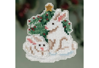 вишивка гладдю MH183303 Зимові зайчики. Набір для вишивки в змішаній техниці Mill Hill