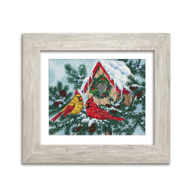 N036 Зимові пташки. Набір для вишивки хрестом Кольорова - 1