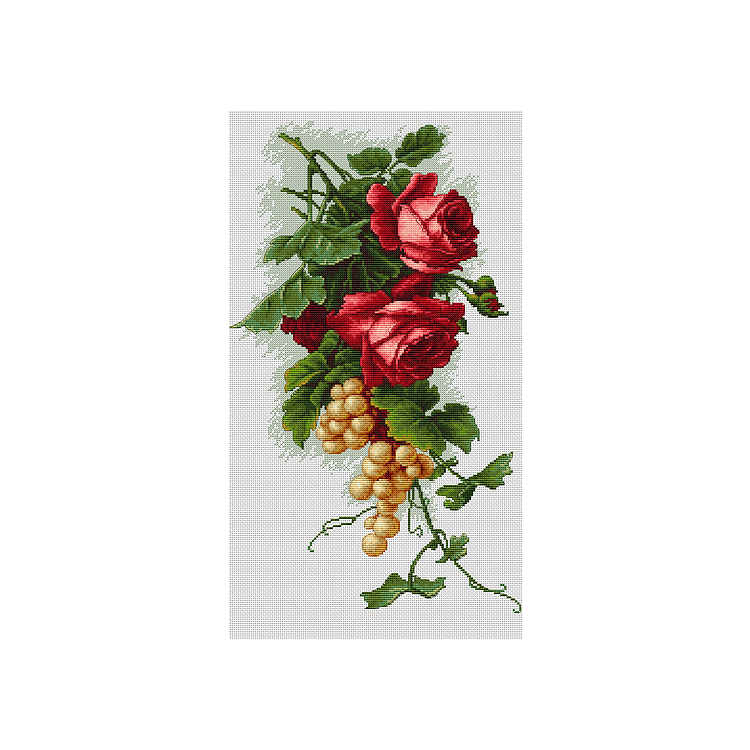 B2229 Красные розы с виноградом. Набор для вышивки крестом - 1
