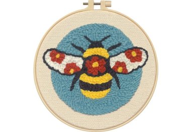 вишивка гладдю 72-76392 Набір для вишивки в килимовій техніці "Бджола з квітковим візерунком Dimensions з п'яльцями