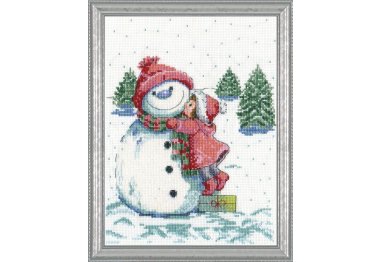  Снеговик с красной шляпой. Набор для вышивки крестом Design Works арт. dw5913