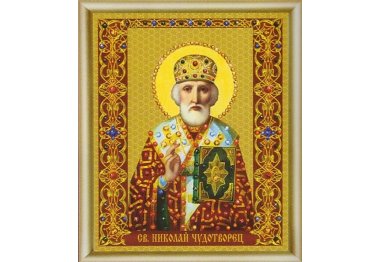 алмазна вишивка КС-133 Ікона святителя Миколая Чудотворця Набір картина стразами