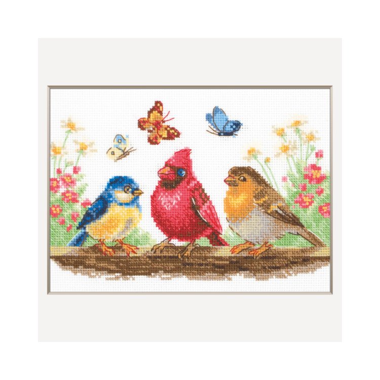 A1040 Весняні пташки. Набір для вишивки хрестиком AINE - 1