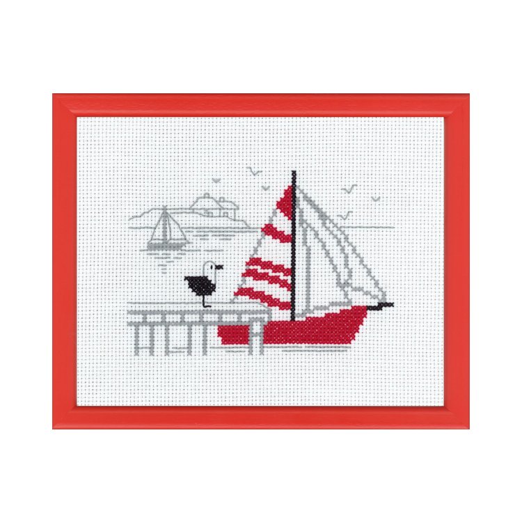 13-7121 Червоний човен. Набір для вишивання хрестом PERMIN - 1