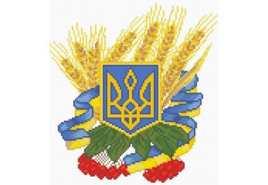 алмазна вишивка dm-057 "Герб України". Набір для виготовлення картини стразами