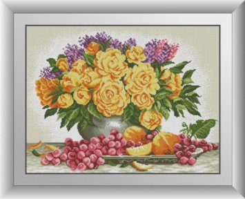 30628 Натюрморт з трояндами і виноградом. Набір для малювання камінням - 1