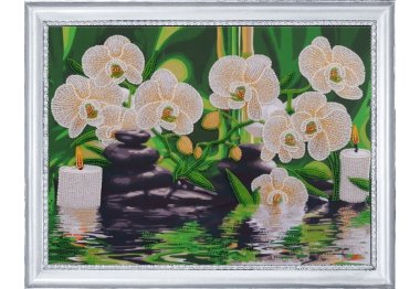  166 Белые орхидеи. Набор для вышивания бисером Butterfly