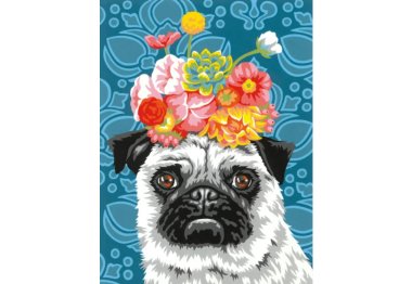  73-91809 Набор для рисования красками по номерам Dimensions "Dog with flowers"Щенок с цветами"