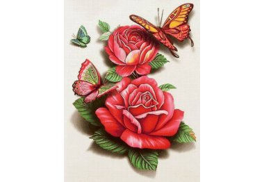 алмазна вишивка dm-327 Метелики на трояндах. Набір для виготовлення картини стразами