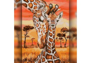  TWD50005L Жирафенок с мамой. Набор алмазной вышивки