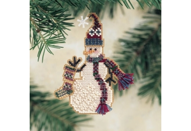 вышивка гладью MHSC27 Снеговик с чулком. Набор для вышивки в смешанной технике Mill Hill