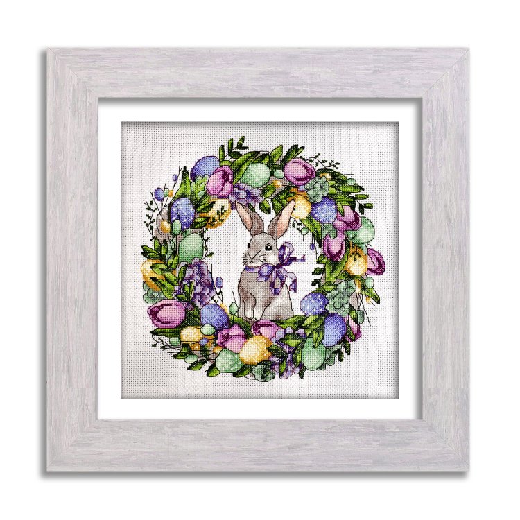 N050 Пасхальний кролик. Набір для вишивки хрестом Кольорова - 1 N050 Пасхальний кролик. Набір для вишивки хрестом Кольорова - 1