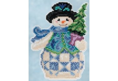 вишивка гладдю JS205101 Вічнозелений сніговик. Набір для вишивки в змішаній техніці Mill Hill