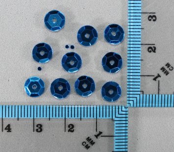 Паєтки круглі. Колір - блакитний (тиснення), Ø - 6 мм, уп / 20 грам. №66 - 1