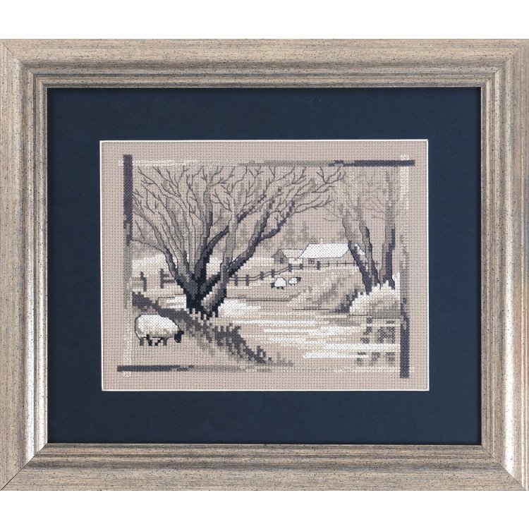 12-5156 Овцы у моря (Sheep by sea. Набор для вышивания крестом PERMIN - 1