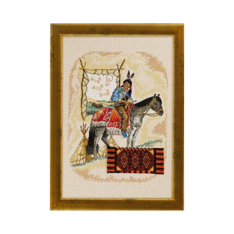 70-4330 Индианец с лошадью. Набор для вышивания крестом PERMIN - 1
