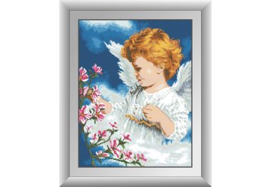 алмазная вышивка 30378 Ангел с цветами. Набор для рисования камнями