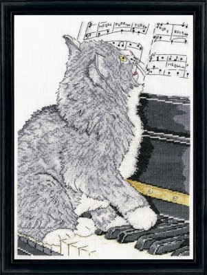 Кот и пианино. Набор для вышивки крестом Design Works арт. dw2910 - 1