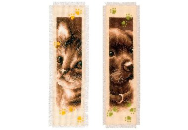 набори для вишивання хрестом PN-0155362 Кішка і собака. Набір для вишивки хрестиком Vervaco