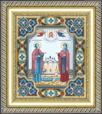 Б-1202 Икона святых Петра и Февронии Набор для вышивки бисером - 1