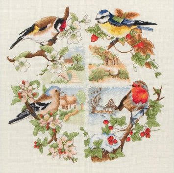 Птицы всех сезонов. Набор для вышивки крестом арт. PCE880 - 1