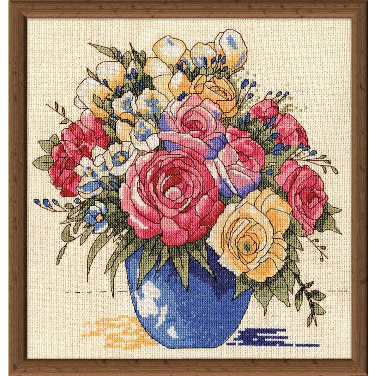 Пастельна ваза з квітами. Набір для вишивки хрестиком Design Works арт. dw3248 - 1