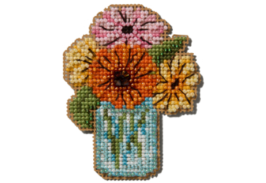 вишивка гладдю MH182511 Букет у вазі. Набір для вишивки в змішаній техниці Mill Hill