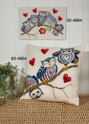 83-4864 Сови на гілці. Набір для вишивання хрестом PERMIN - 1 83-4864 Сови на гілці. Набір для вишивання хрестом PERMIN - 1