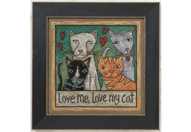 вишивка гладдю ST150202 , Любиш мене, люби мою кішку. Набір для вишивки в змішаній техниці Mill Hill