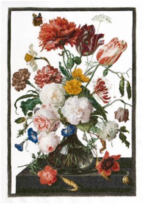 785 Still Life with Flowers in a glass Vase. 1650-1683. Jan Davidsz. De Heem Linen. Набор для вышивки крестом Thea Gouverneur - 1