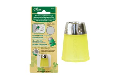  Силиконовый наперсток с металлическим наконечником желтый Clover размер L арт. 6027