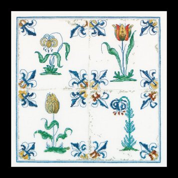 485 Antique Tiles. Flowers Linen. Набор для вышивки крестом Thea Gouverneur - 1
