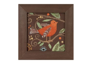 вишивка гладдю DM301813 Помаранчевий птах. Набір для вишивки в змішаній техніці Mill Hill