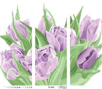 ТК-038 Триптих зелені іриси, тюльпани, кали. Схема для вишивки бісером (атлас) ТМ Барвиста Вишиванка - 1