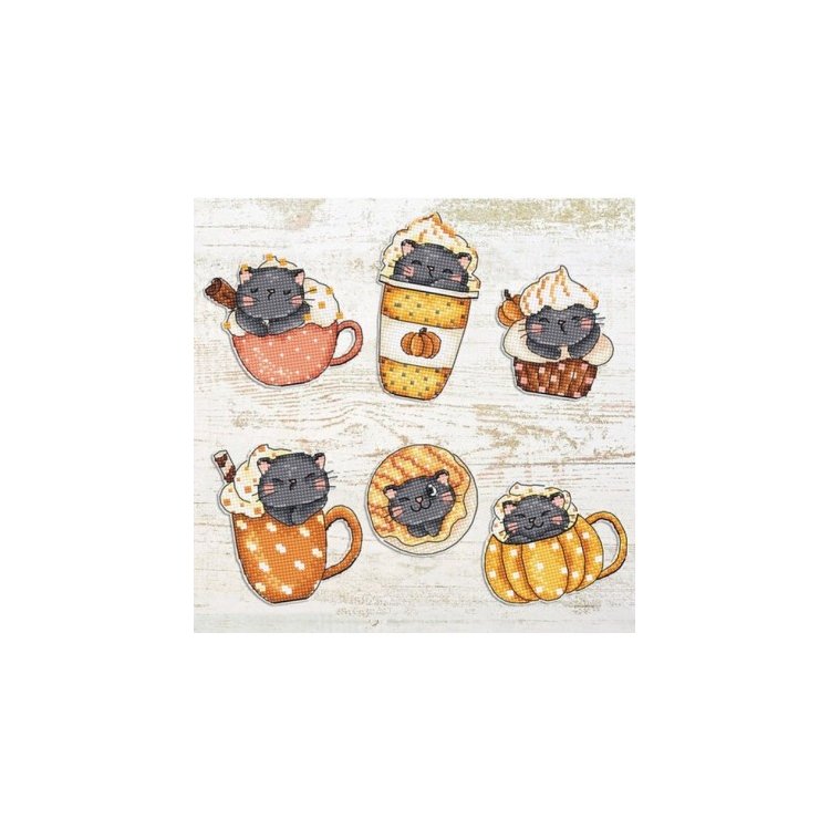 Набор для вышивки крестом L8092 Pumpkin Cup Kitties Kit of 6 pcs. Letistitch - 1