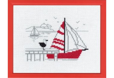  13-7121 Красная лодка. Набор для вышивания крестом PERMIN
