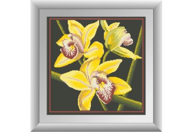 алмазная вышивка 30412 Желтая орхидея. Набор для рисования камнями