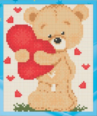 UA-008 Медвежонок с сердцем. Набор в алмазной технике Алмазная Мозаика - 1