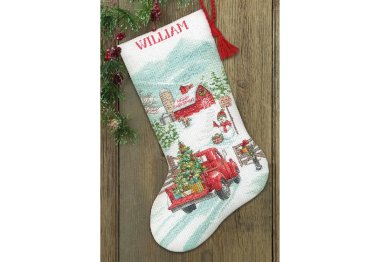  70-09619 Набір для вишивання хрестом "Holiday Farm Stocking" "Святкова Ферма" DIMENSIONS