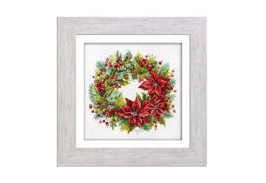 N090 Новорічний вінок. Набір для вишивки хрестом Кольорова N090 Новорічний вінок. Набір для вишивки хрестом Кольорова