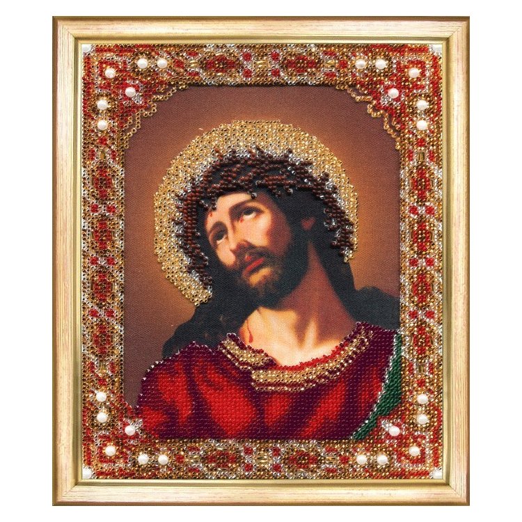 Б-1165 Икона Господа Иисуса Христа Спаситель в терновом венце Набор для вышивки бисером - 1