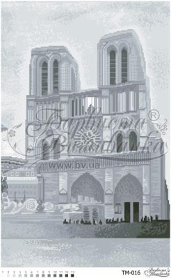 ТМ-016 Найвеличніший собор Франції (чорно-білий). Схема для вишивки бісером (габардин) ТМ Барвиста Вишиванка - 1