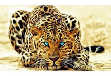 алмазна вишивка dm-103 "Вогняний леопард". Набір для виготовлення картини стразами
