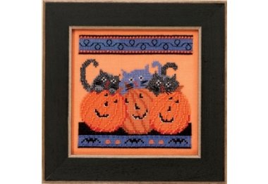 вышивка гладью DM303102 Тыквы и кошки. Набор для вышивки в смешанной технике Mill Hill
