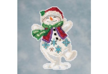 вышивка гладью JS201613 Танцующий снеговик. Набор для вышивки в смешанной технике Mill Hill