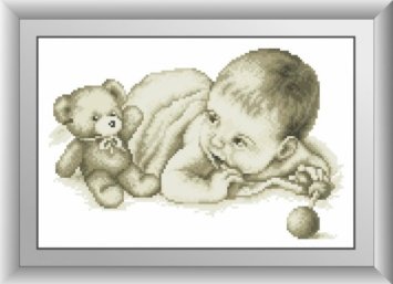 30573 Малыш с мишкой. Набор для рисования камнями - 1